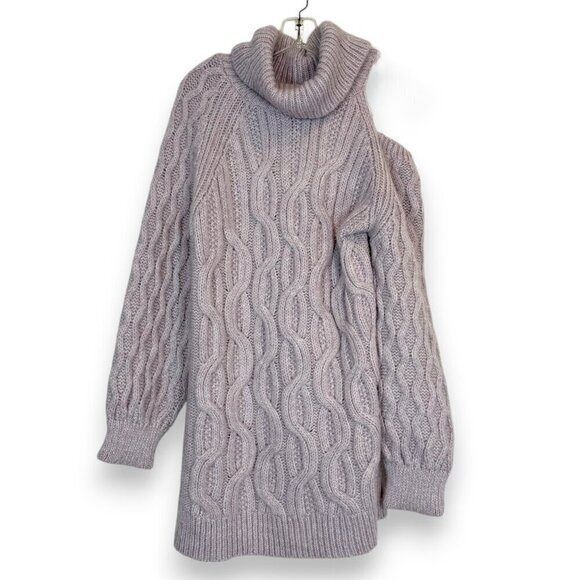 Pilcro Cable Knit Sweater Purple Turtleneck Chunky Medium - Picture 12 of 12